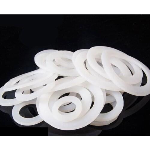 10Pcs White Food Grade Silicone Rubber O-Ring Seals Washer Cross Section I.D.20-75mm