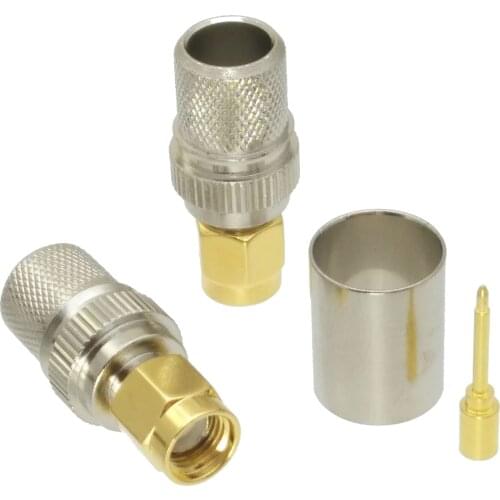 10pcs connector SMA male crimp RG8 LMR400 RG213 RG165 RG393 RG214 M gold