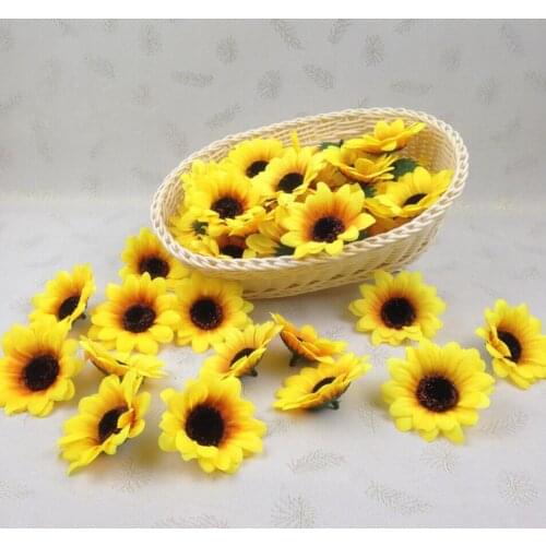 100pcs 7cm Silk Sunflower Flowers For Wedding Party Home Hotel Venue Decoration Multiple Colors Pick
