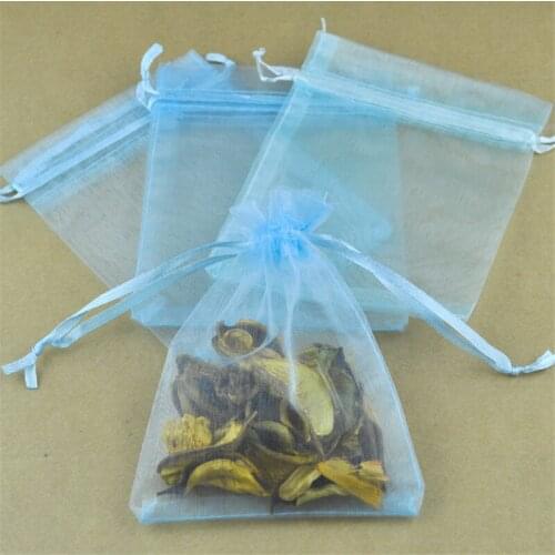 17x23cm sky blue color Drawable Organza Jewelry Bags Embalagem Para Presente Christmas Wedding Gift Bags 100pcs/lot Wholesale
