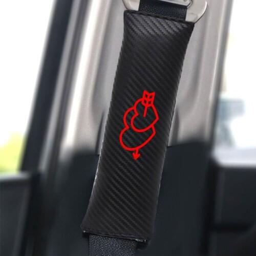 2pcs PU Arrow Through Double Heart Love Car Seat belt shoulder Pads Car Seat Belt Cover Reflective For Car Universal Car-Styling