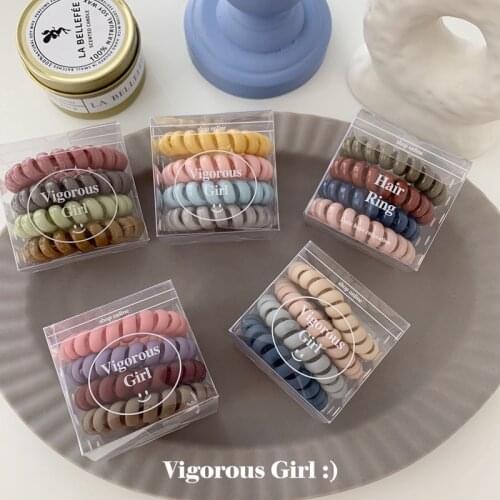 4PCS/Set Textured Matte Telephone Rope Elastic Hair Bands High Elastic Horsetail Hair Circle Hair Rope Hair Accessories HeadWear