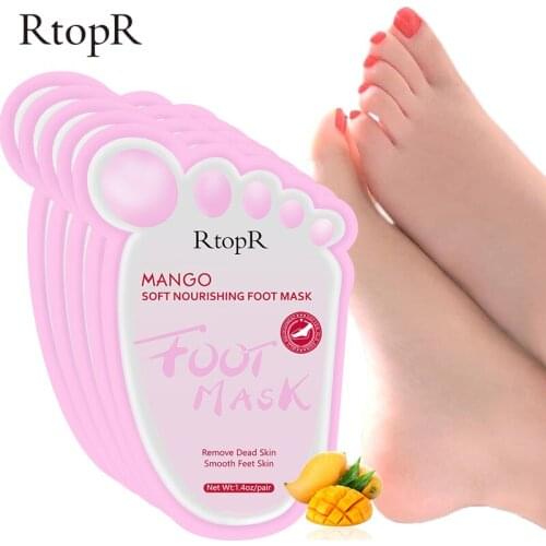 5Bag Mango Foot Mask Peel Dead Whitening Moisturizing Exfoliating Renewal Pedicure Remove Dead Skin Heel Socks Peeling Foot Care