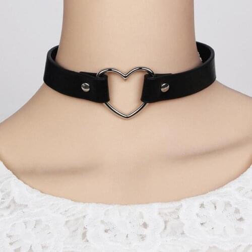 50% Dropshipping!!Fashion Women Peach Heart Punk Collar Necklace Adjustable Faux Leather Jewelry