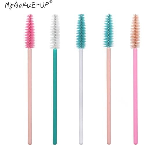 50pcs/lot Disposable Nylon Mascara Wand Applicator Green Eyelash Brush For Eyelash Extension women Makeup Tools