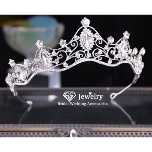 CC Crowns Bride Tiaras Jewelry Wedding Hair Accessories for Women Bridesmaids Headwear Crystal Water Drop Princess Gift XY038