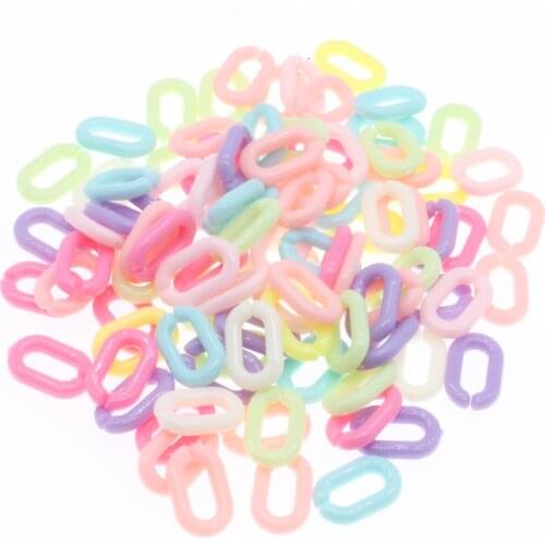 CHONGAI 200Pcs Acrylic Candy Colors Chain Links DIY Charm Accessories For Bag Decoration Jewelry Making Glasses Chain 15mm