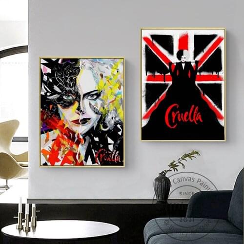 Disney Movie Bad Girl Cruella 2021 Print Art Poster on the Wall Art Film Queen of Fashion Canvas Painting for Living Room Decor