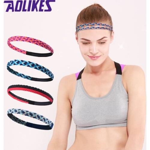 AOLIKES 1 Pcs Weave Elastic Yoga Sweatband For Women Men Running Hair Bands Fitness Sweat Bands Sport Headband Wholesale