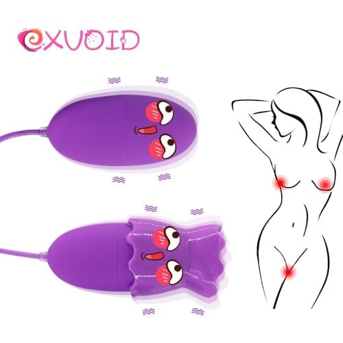 EXVOID USB Power Tongue Vibrator Adult Product 20 Mode Tongue Oral Licking Dual Egg Vibrators Sex Toys for Women G-spot Massager