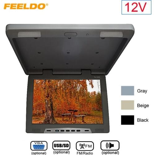 FEELDO DC12V 19" Roof Mounted LCD Bus Monitor Car Flip Down 19 InchTFT LCD Monitor with IR Transmitter/VGA/USB SD/FM/Speaker