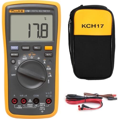 Fluke 17B + High Precision Digital Multimeter 4000 AC / DC Current and Voltage Capacitance Frequency Meter + Portable Soft Bag