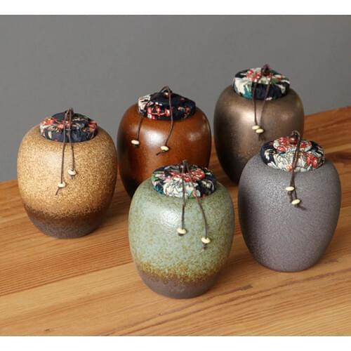 Puer Green Tea Sealed Storage Jar Cans Teaware Household Kitchen Supply Coarse Pottery Tea Caddy Tea Box Jar with a Cork