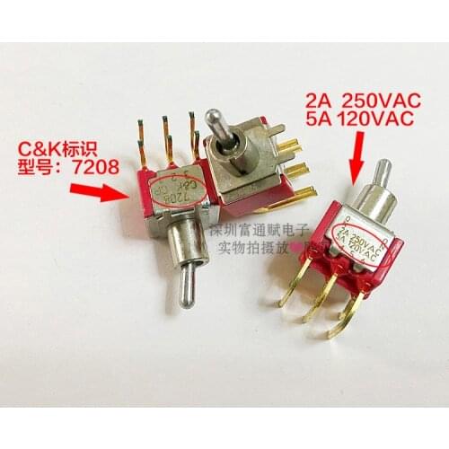 Imported CK American button switch 6 foot unilateral reset 7208 shaking switch toggle switch