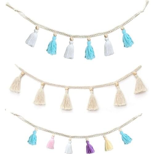 Macrame Boho Tassel Garland Decorative Hanging Bedroom Wall Decor Yarn Banner Ornaments Woven Handmade Christmas Party Decor