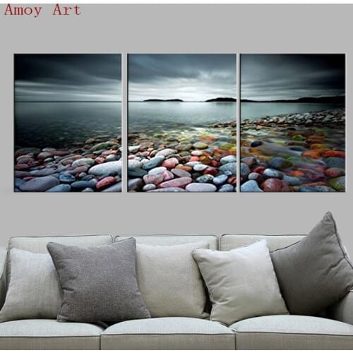 Sea Sunset Colorful Stones Wall Painting Canvas Painting Home Decoration Pictures Wall Pictures For Living Room Modular Pictures