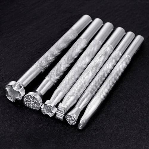MIUSIE 6Pcs Set Leathercraft DIY Printing Tool Alloy Saddle Carving Handmade Leather wear Craft Working Leather Printed Punch St