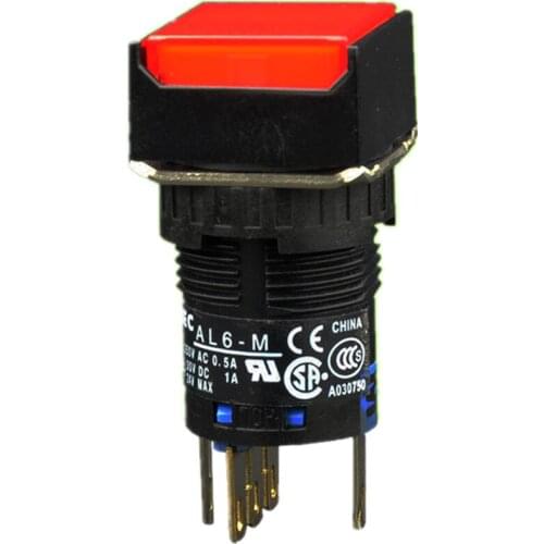 New Original Brand Push Button Switch16MM Mounting Hole Momentary AL6Q-M14GC RC 24V 5Pin AL6-M