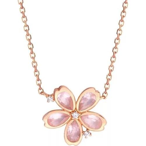 Romantic pendant necklaces for women Cute flower Cherry blossoms valentine gifts 925 sterling silver fine jewelry neck accessory