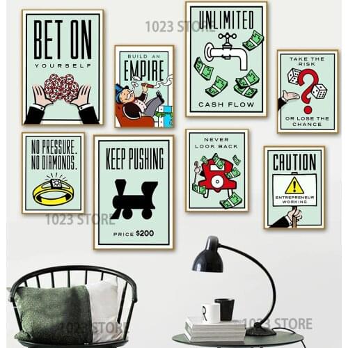 Cartoon Graffiti Monopoly Time Is Money Poster Pictures Canvas Painting Print Modular Wall Art Mural For Modern Home Room Decor