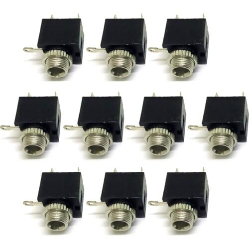 10Pcs PJ-301M 3.5mm 3 Pin DIP Female Audio Connector Headphone Jack Socket Mono Channel Metal+Plastic High Quality Durable