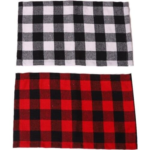 Christmas Decorations Buffalo Plaid Burlap Placemat Red/Black Dinner Table Mat Christmas Decorations for Home New Year 2021