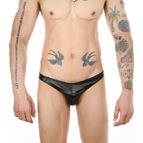 Sexy Mens Panties Lingerie Underwear Sissy Thong Porno Imitation Leather Low Waist Briefs Gay G-string T-back
