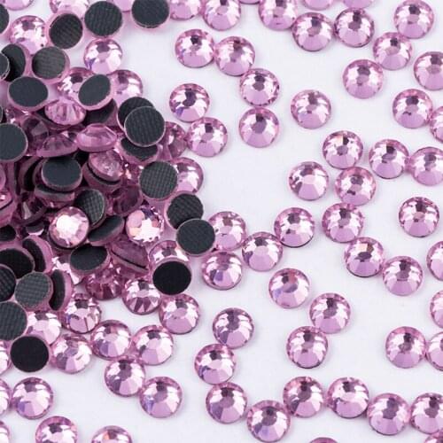 Hot Fix Rhinestones Light Rose 288/1440pcs Glass Stone Crystal Flatback Cabochons DIY Iron On Garments High Quality Rhinestones