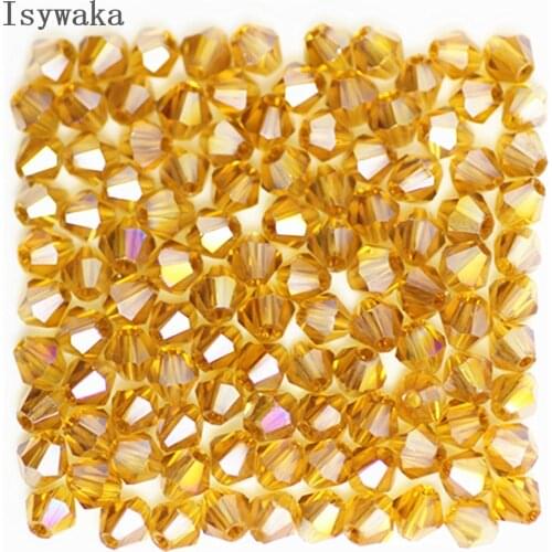 Isywaka Light Coffee AB 100pcs 4mm Crystal Bead Bicone Stone Jewelry Findings Tassel Lariat Earring Glass Quartz Accessories