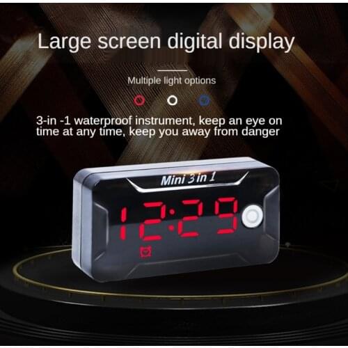 LED Watch Digital Display DC 8V-72V Motorcycle Car Electronic Clock Thermometer Voltmeter Waterproof Dustproof