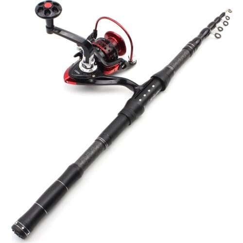 2.1m Carbon Telescopic Fishing Rod Portable Spinning Rod and Reels Multifunction set Fishing rod with reel sea Rocky fishing rod