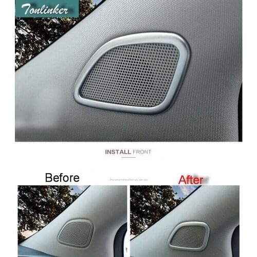 Tonlinker Interior Tweeter Speaker Cover case Stickers for Nissan Murano 2015-19 Car styling 2 PCS ABS Chrome Cover stickers
