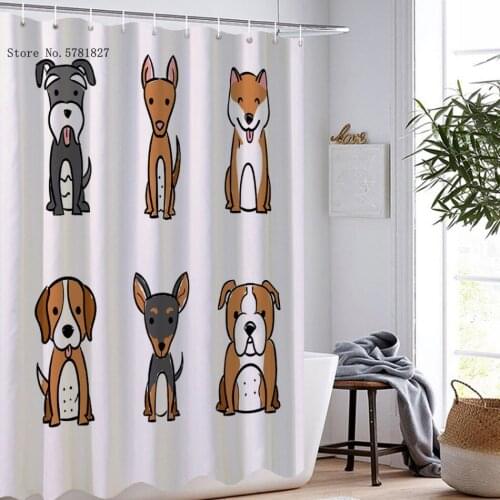 Pet Dog Shower Curtains Dachshund Husky Waterproof Polyester Kawaii Cartoon Animals Shower Curtain Home Bathroom Curtain