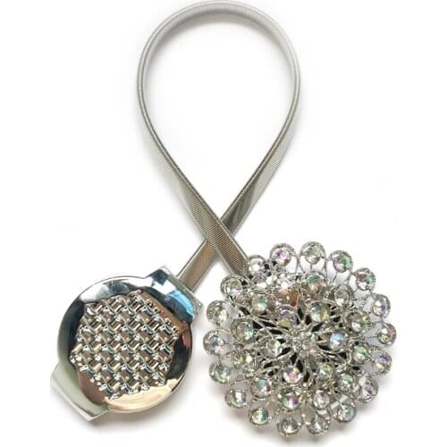 1pcs Flower Design Magnetic Curtain Accessories Rhinestone Decorative Window Screening Tieback Retractable Metal Curtains holder