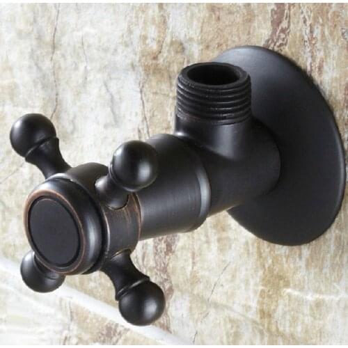 Black Oil Rubbed Brass Bathroom Wall Mounted 1 Pcs Angle Stop Valve Male Thread Cav002