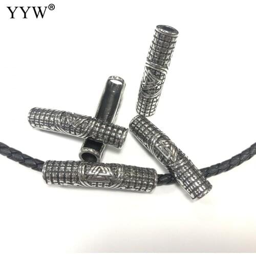 20pcs Stainless Steel Curved Tube Beads Round Leather Cord Bracelet Necklace Spacer For Bracelet Necklace Jewelry Makings