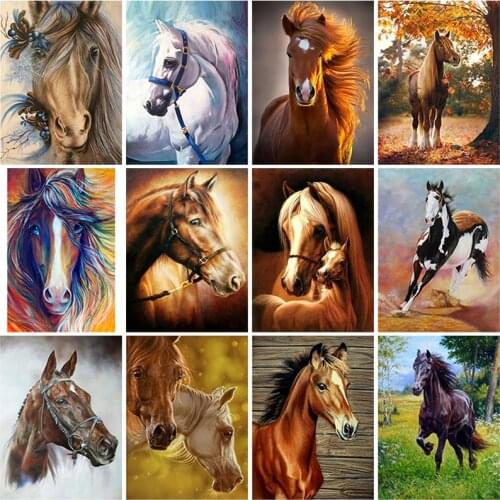DIY 5D Diamond Painting Steed Horse Diamond Embroidery Animal Cross Stitch Full Round Drill Mosaic Rhinestone Manual Home Decor