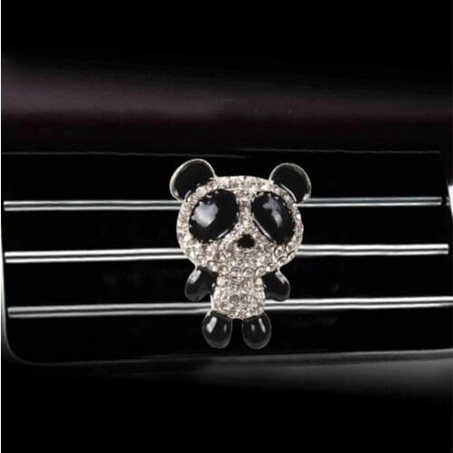 Car Styling Diamond Alloy Cute Panda Bear Style Air Freshener Automobile Interior Decoration Air Vent Perfume Clip Accessories