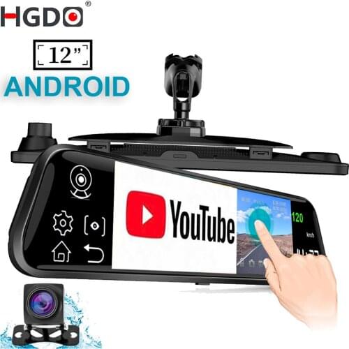 HGDO12" 4G Car DVR 3 in 1 Android GPS NAVI Auto WiFi FHD 1080P Rearview Mirror Dash Camera Driving Video Recorder Dash cam