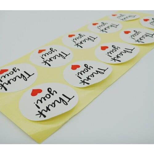 Free shipping 1000pcs/lot Red Love And White Grass With Thank You Round Round Scrapbooking Paper Labels Christmas Stickers