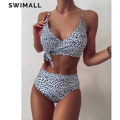 Sexy Knot Bikini 2021 Female Swimsuit High Waist Swimwear Women Push Up Bikini Set Print Bathing Suit Beach Wear Biquini