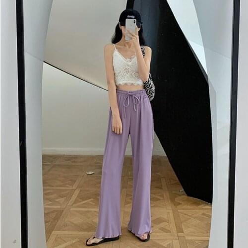 Spring Autumn Loose Women High Waist Pants Y2k Elastic Waist Wide Leg Fashion Female Femme Long Trousers Ladies calça feminina