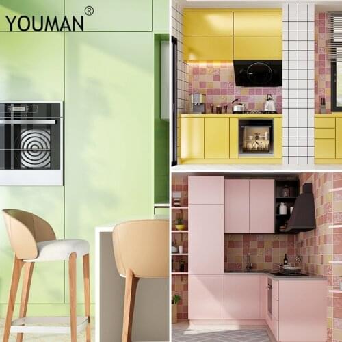 Kitchen Furniture Decorative Film Wardrobe Cupboard Paint Sticker PVC Self Adhesive Wallpaper Waterproof Home Decor Wall Sticker