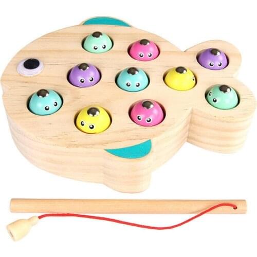 Children Wooden Magnetic Fishing Game Educational Toys for Kids Outdoor Garden Fish Toy Magnet Fishing Playing Gift