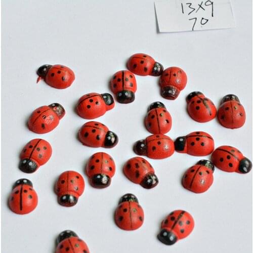 DIY Ladybug shape Jewelry Accessory red Colors Nature Wood beads 13MM Cartoon Blossom Children handcraft Department 036