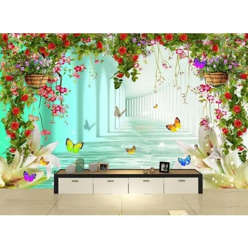 Customized photo wallpaper 3d wall mural wallpaper mural Heart-shaped flowers studio wedding dress 3 d TV background wall decor