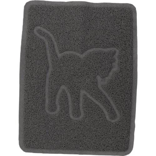 Pet Cat Litter Mat 18.9x13.98 Inch Square Non-Slip Cat Sand Pad Gray