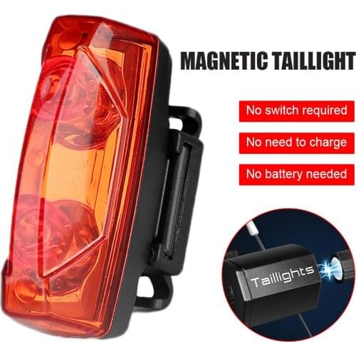 Induction Bike Tail Lights Magnetic Induction Lights Cycling Warning Lamp Mountain bike Magnetic Power Generator Taillight