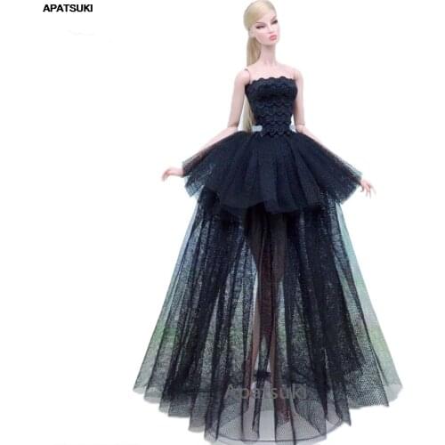 Pure Black Fashion Doll Dress For Barbie Clothes Outfits Multi-layer Wedding Dresses 1/6 BJD Dolls Accessories Kids Toys
