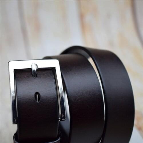 Men Belt Cow Leather Coffee Waist Belt With High Quality Stainless Steel Buckle 2021 Newest Male Belts